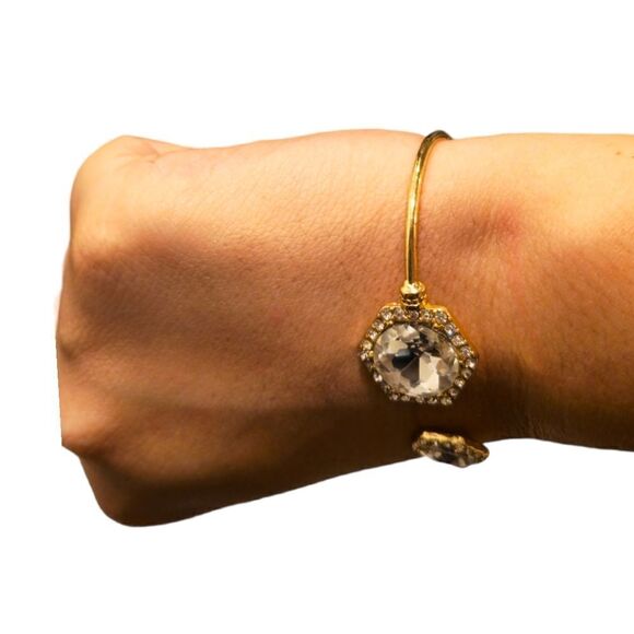 Sparkling Crystal Open Top Cuff Bangle - Picture 11 of 15